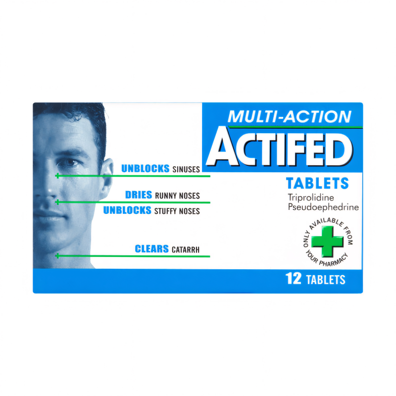 Actifed Multi-Action Tablets tablets available online at Anfield Pharmacy, Liverpool