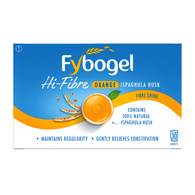 Fybogel Hi-Fibre Orange Sachets gel available online at Anfield Pharmacy, Liverpool