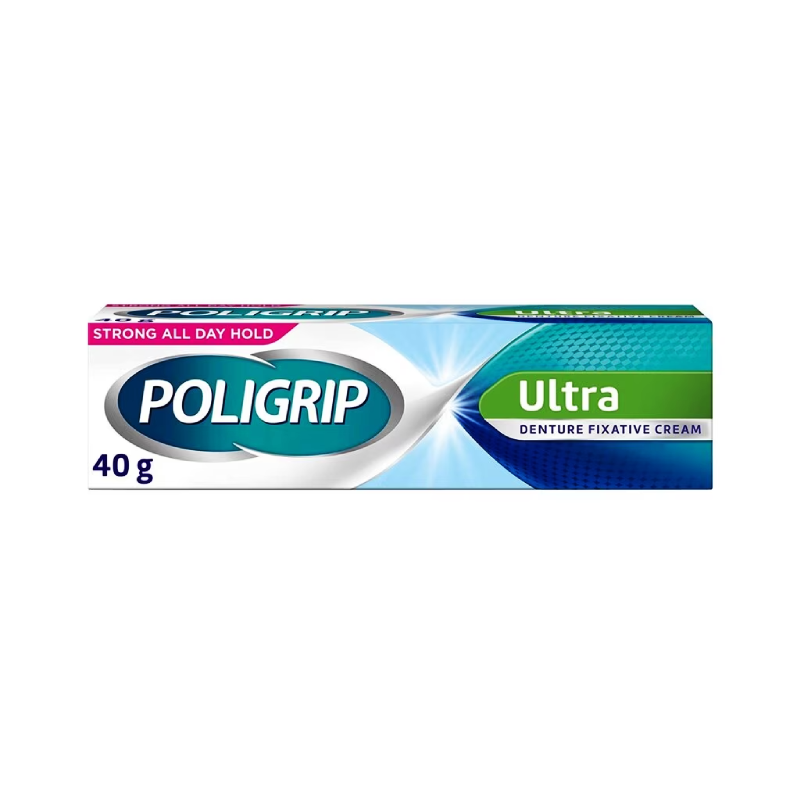 Poligrip Ultra Denture Fixative Cream 40g cream available online at Anfield Pharmacy, Liverpool