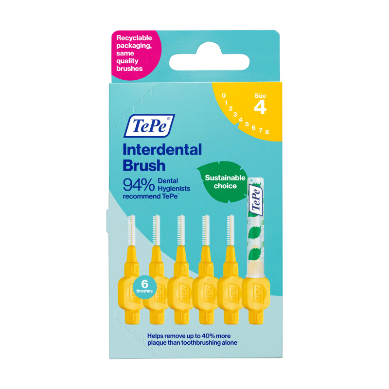 Tepe Interdental Brush 0.7 Yellow brush available online at Anfield Pharmacy, Liverpool