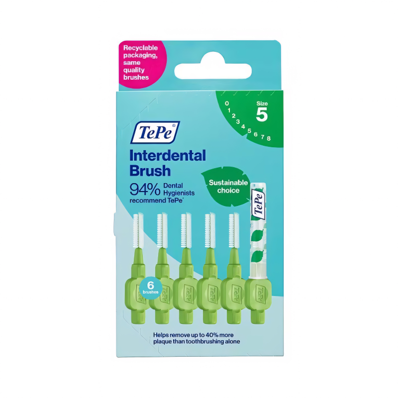 Tepe Interdental Brush 0.8 Green brush available online at Anfield Pharmacy, Liverpool
