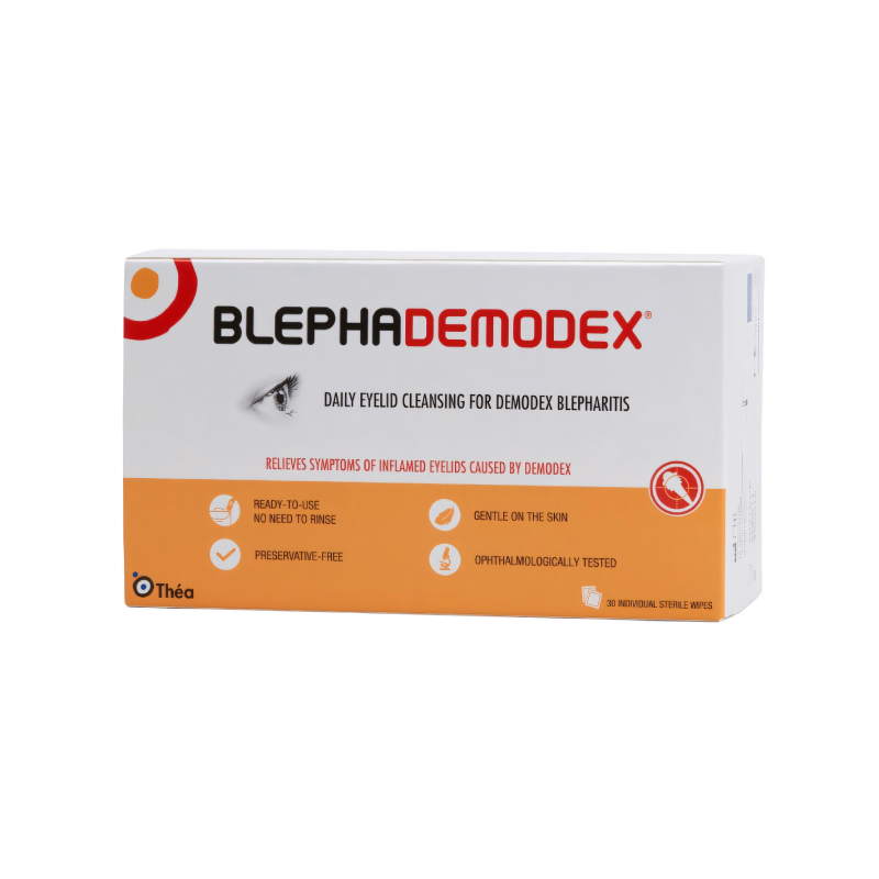 Blephademodex Sterile Cleansing Eye Wipes wipes available online at Anfield Pharmacy, Liverpool