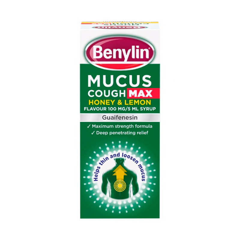 Benylin Mucus Cough Max Honey & Lemon available online at Anfield Pharmacy, Liverpool