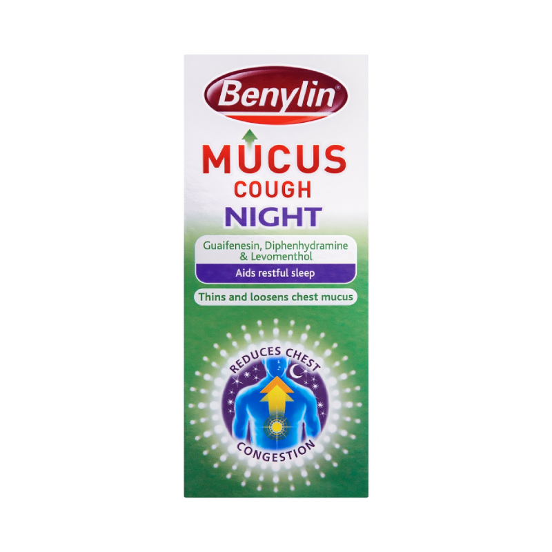 Benylin Mucus Cough Night 150ml available online at Anfield Pharmacy, Liverpool