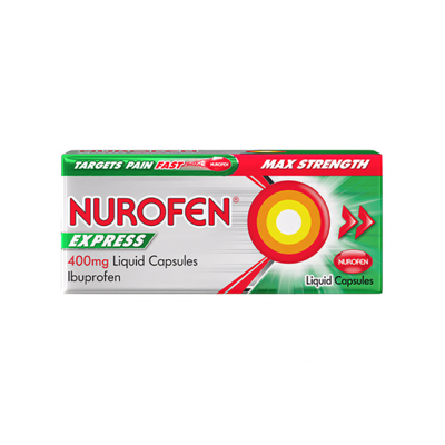 Nurofen Express 400mg Liquid Capsules capsules available online at Anfield Pharmacy, Liverpool