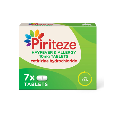 Piriteze Hayfever & Allergy 10mg Tablets tablets available online at Anfield Pharmacy, Liverpool
