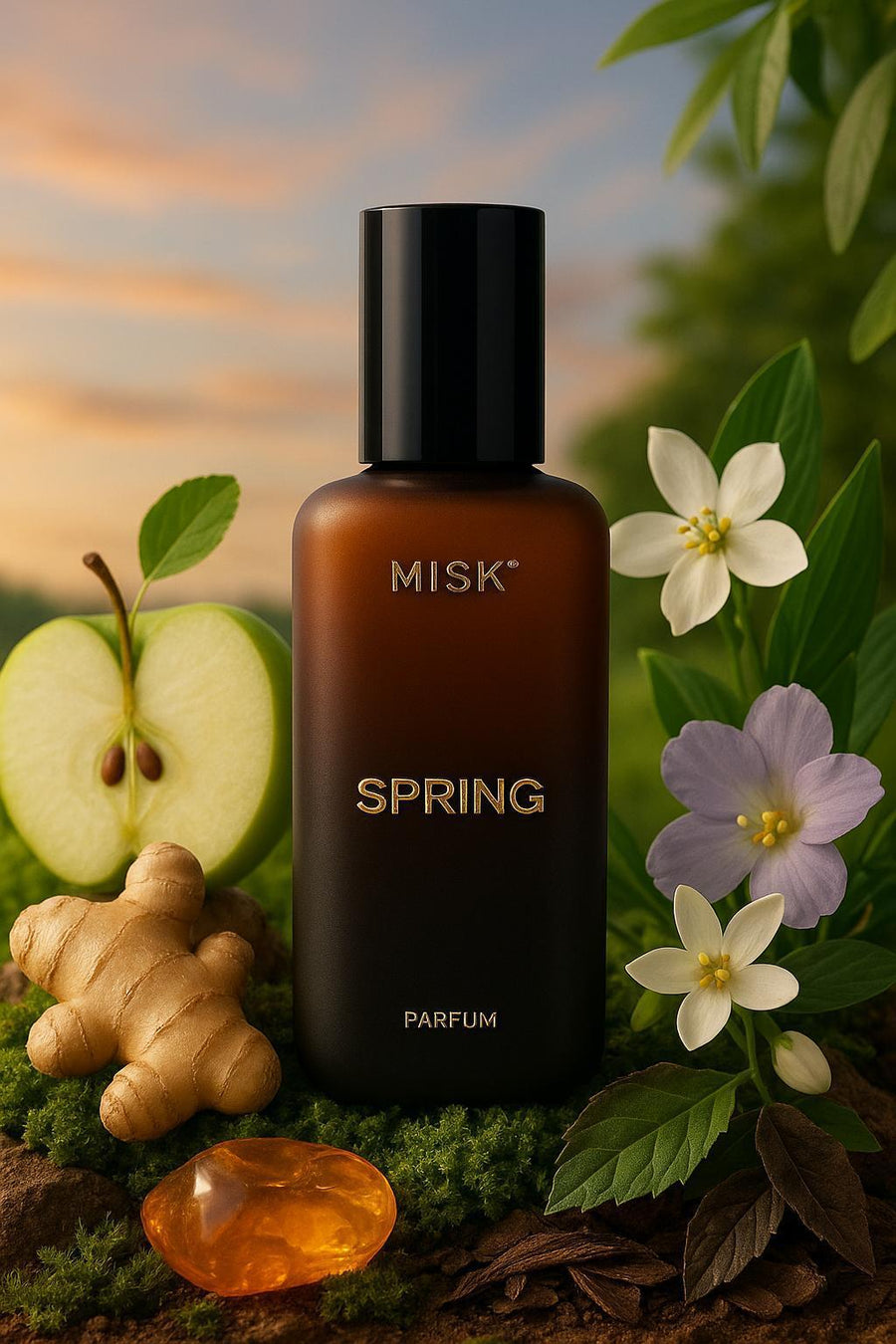 MISK Spring alcohol-free perfume bottle
